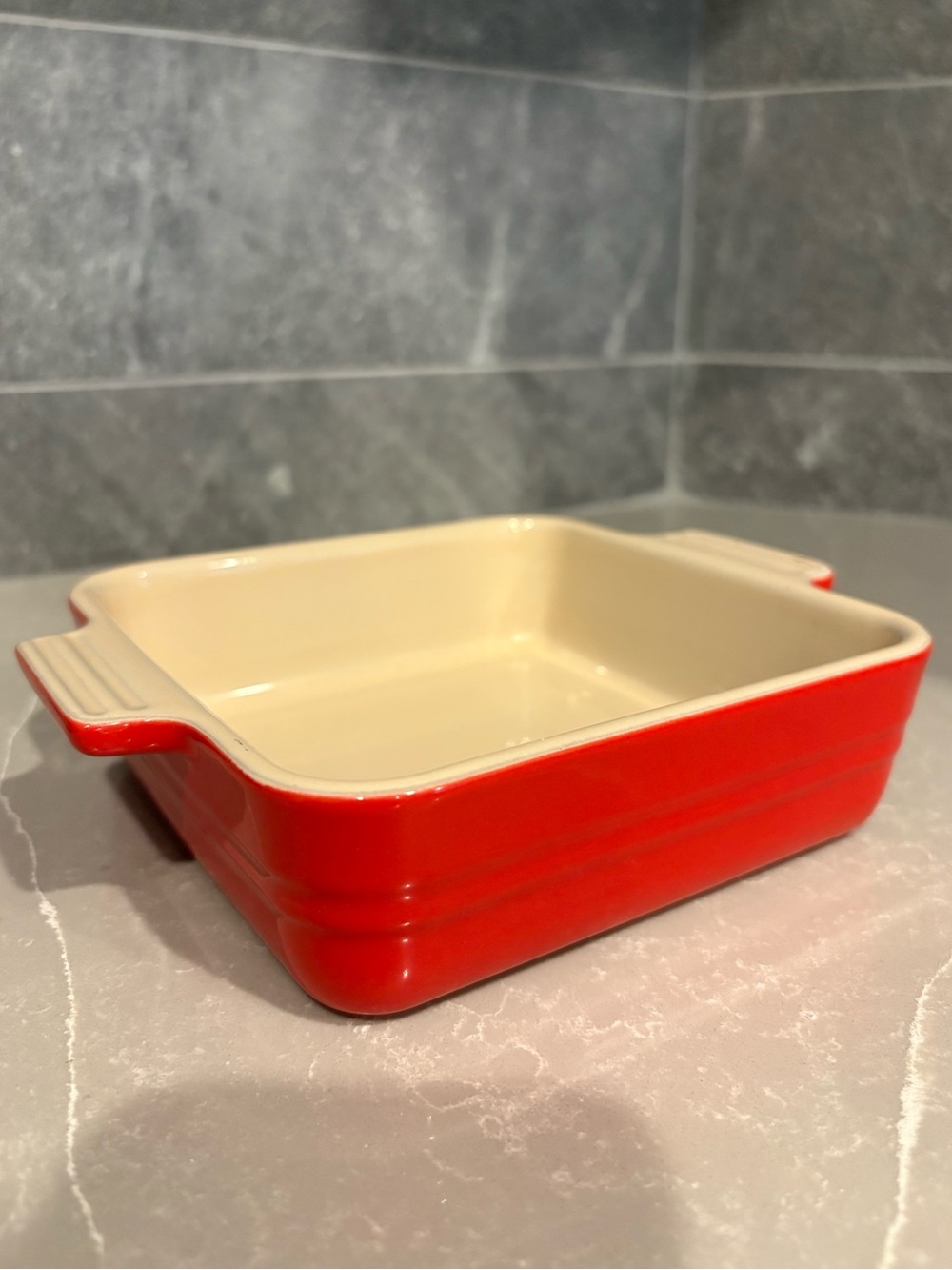 Le Creuset Small Square Casserole Baking Dish Stoneware Red 5.5” x 5.5”